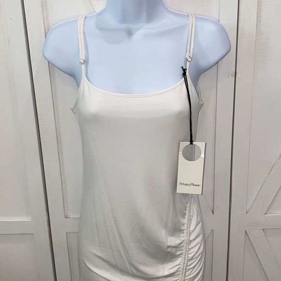 Privacy Please White Lined Side Ruched Bodycon Dress New With Tags Size Small - Picture 3 of 10